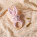 Crochet Bunny Wooden Teething Rattle