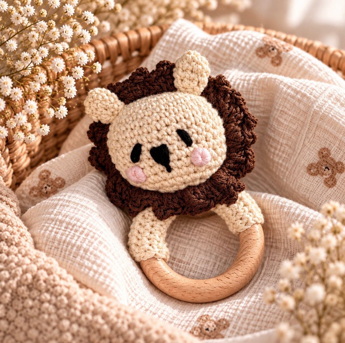 Crochet Lion Teether Rattle