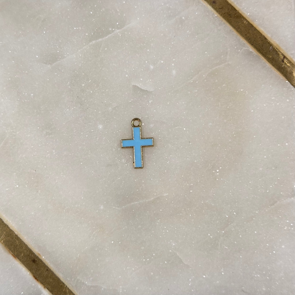 Gold Enamel Cross Charm