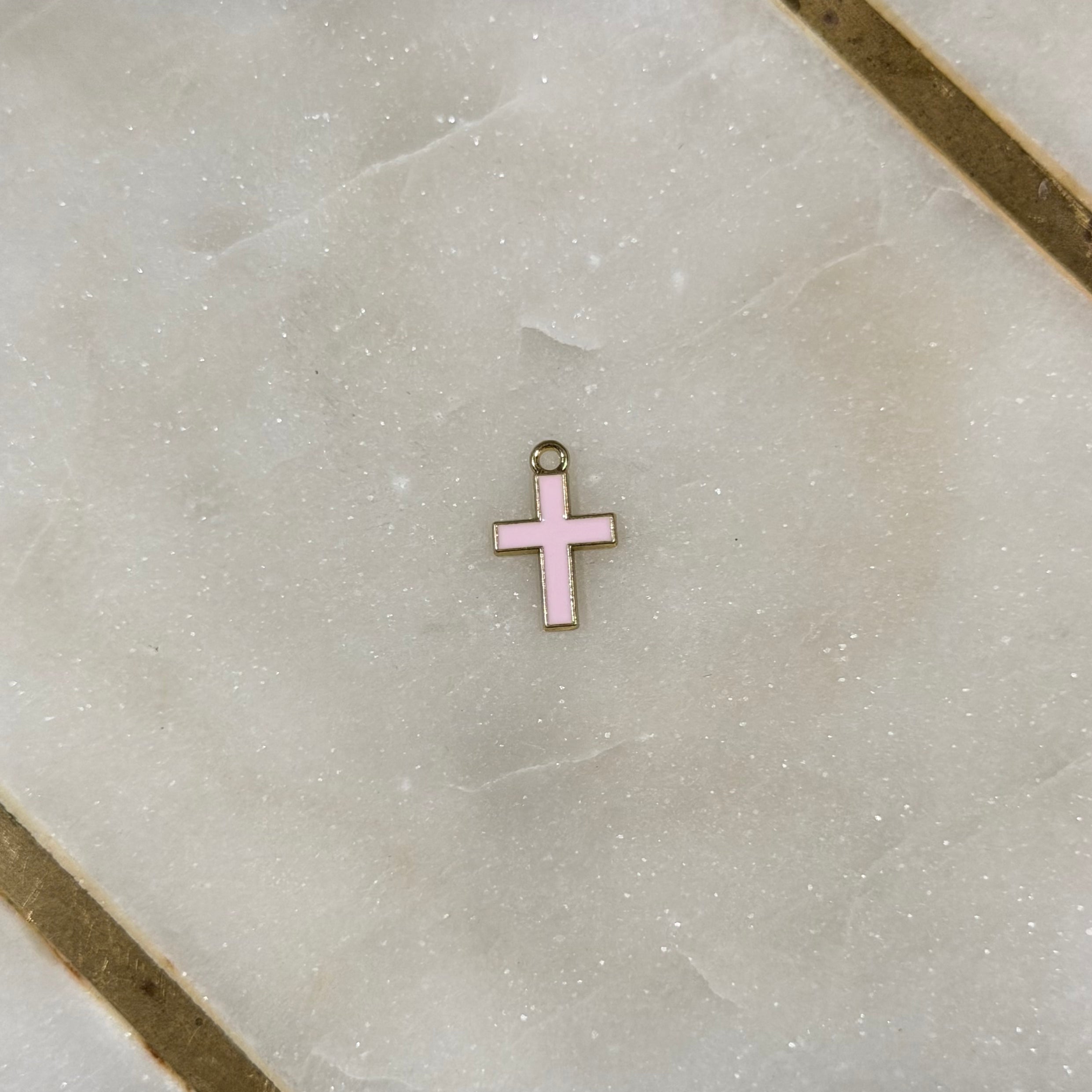 Gold Enamel Cross Charm