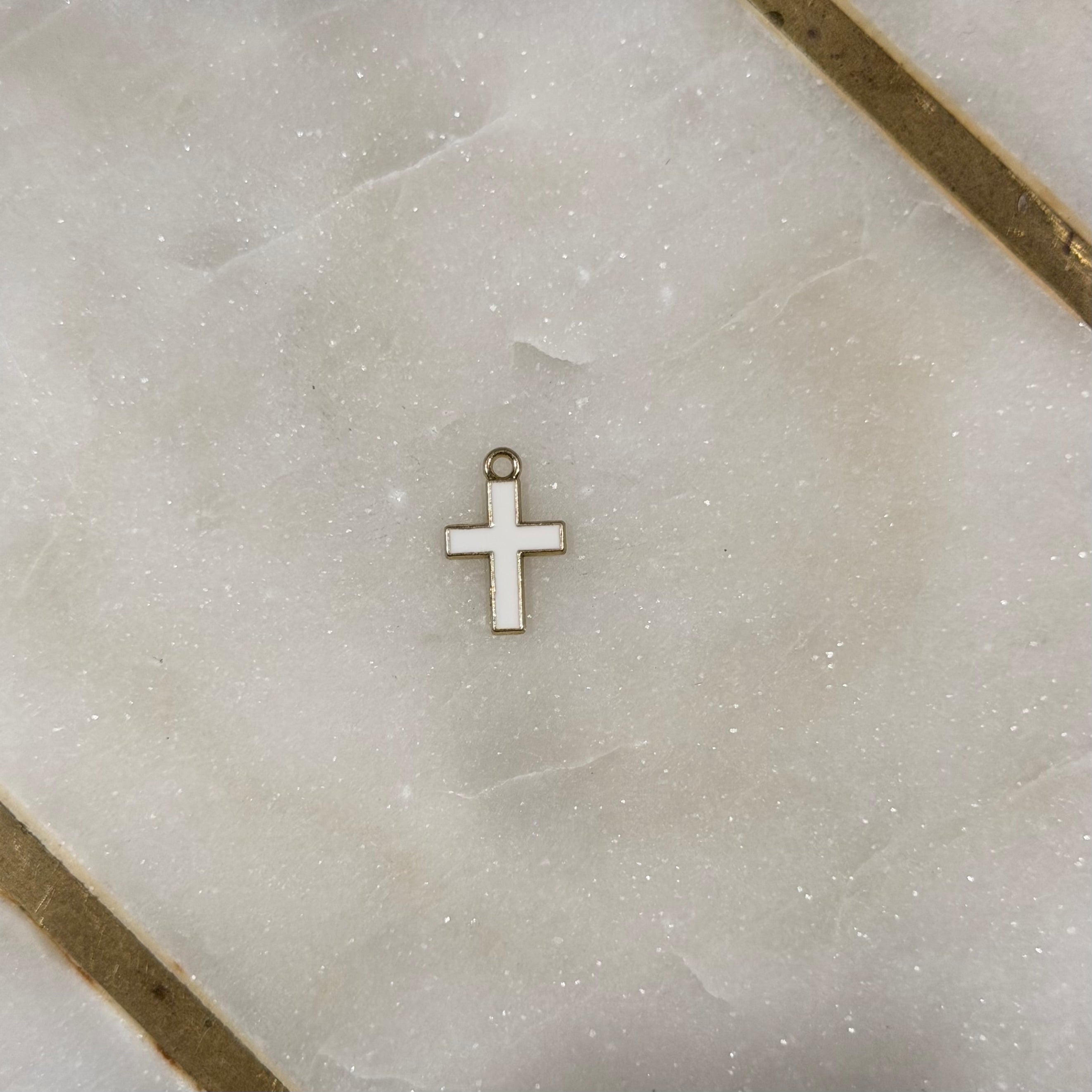 Gold Enamel Cross Charm