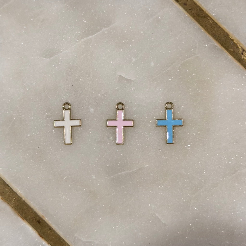 Gold Enamel Cross Charm