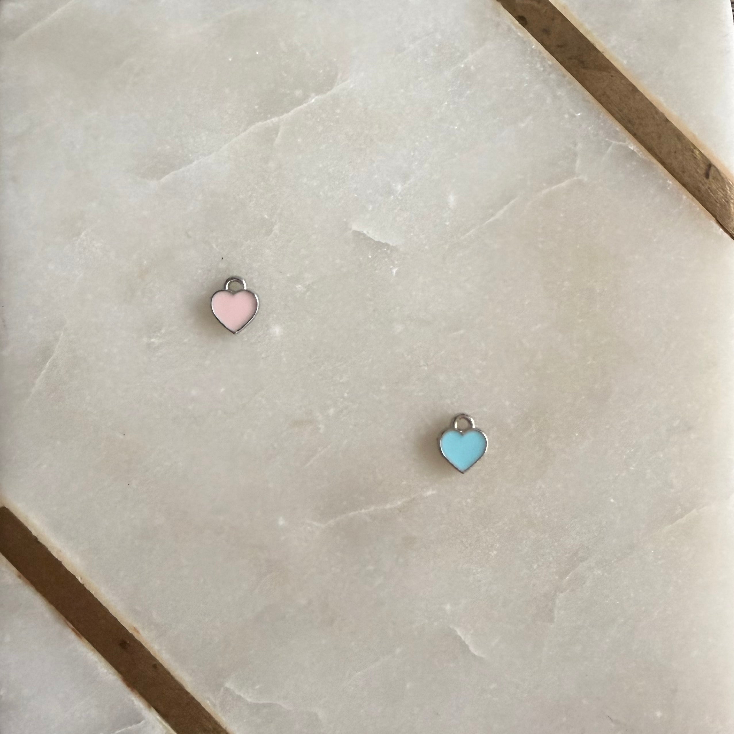 Enamel Heart Charm (Silver)