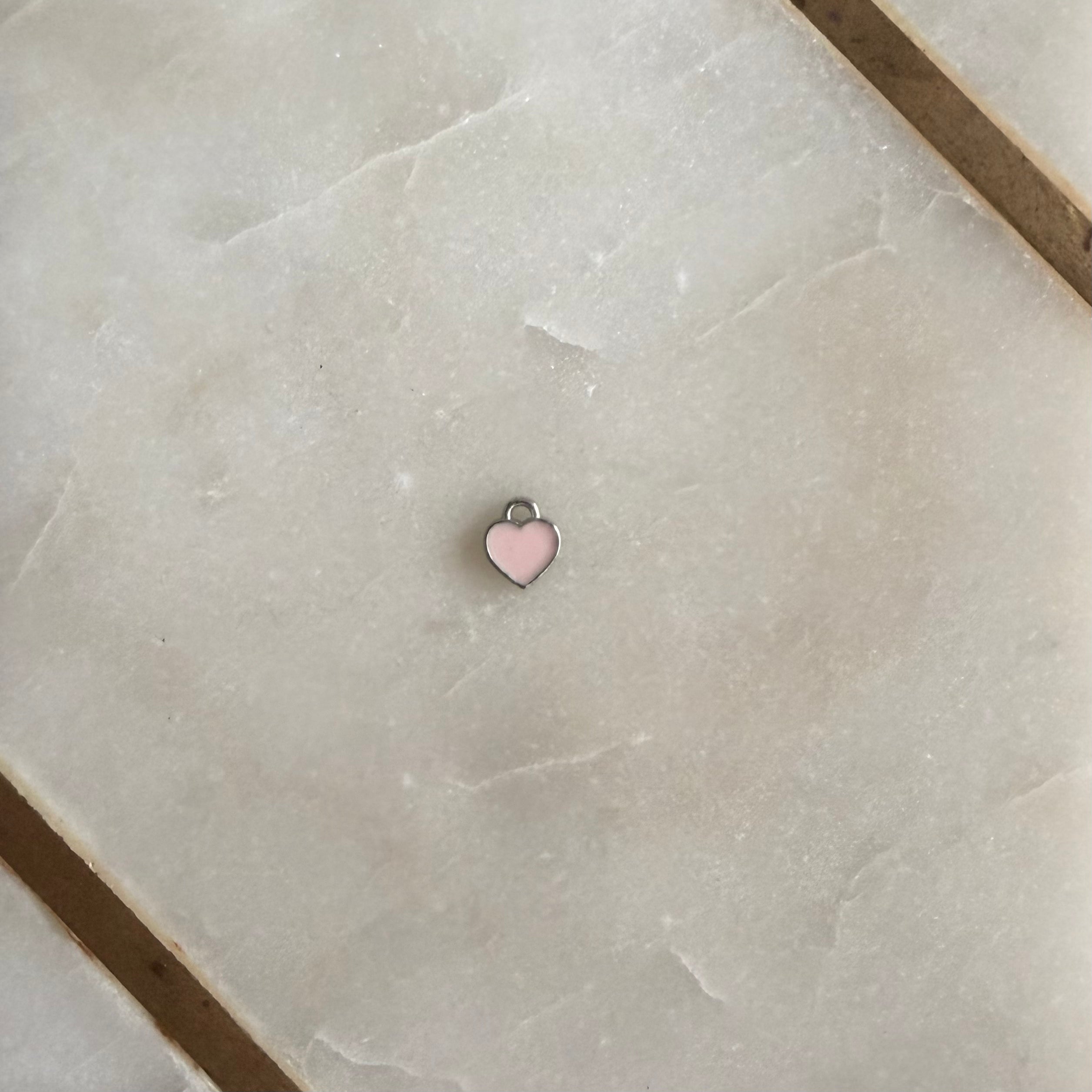 Enamel Heart Charm (Silver)