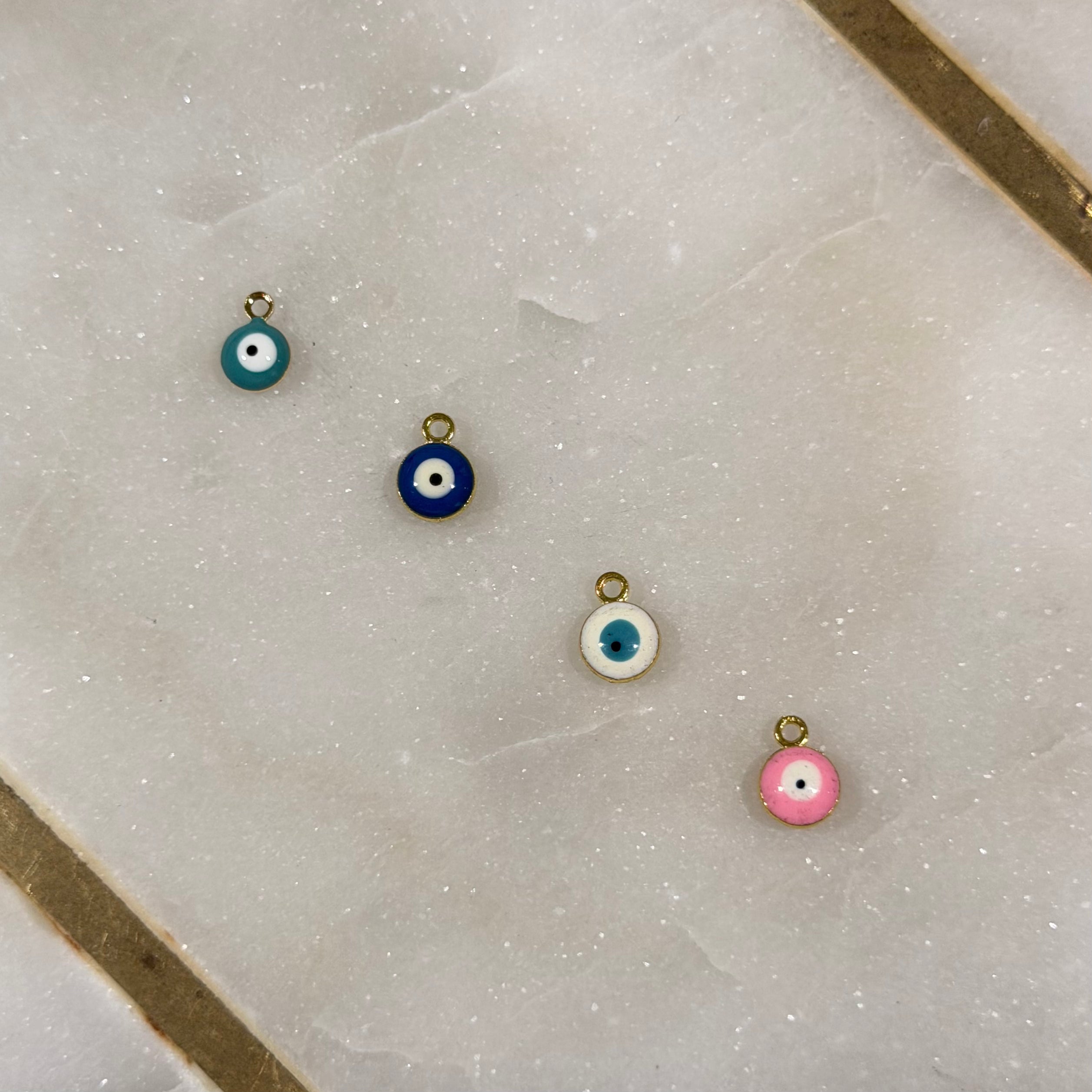 Gold Enamel Evil Eye Charm